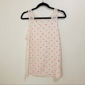 Jun & Ivy White With Pink Polka Dot Tank Top Sz S